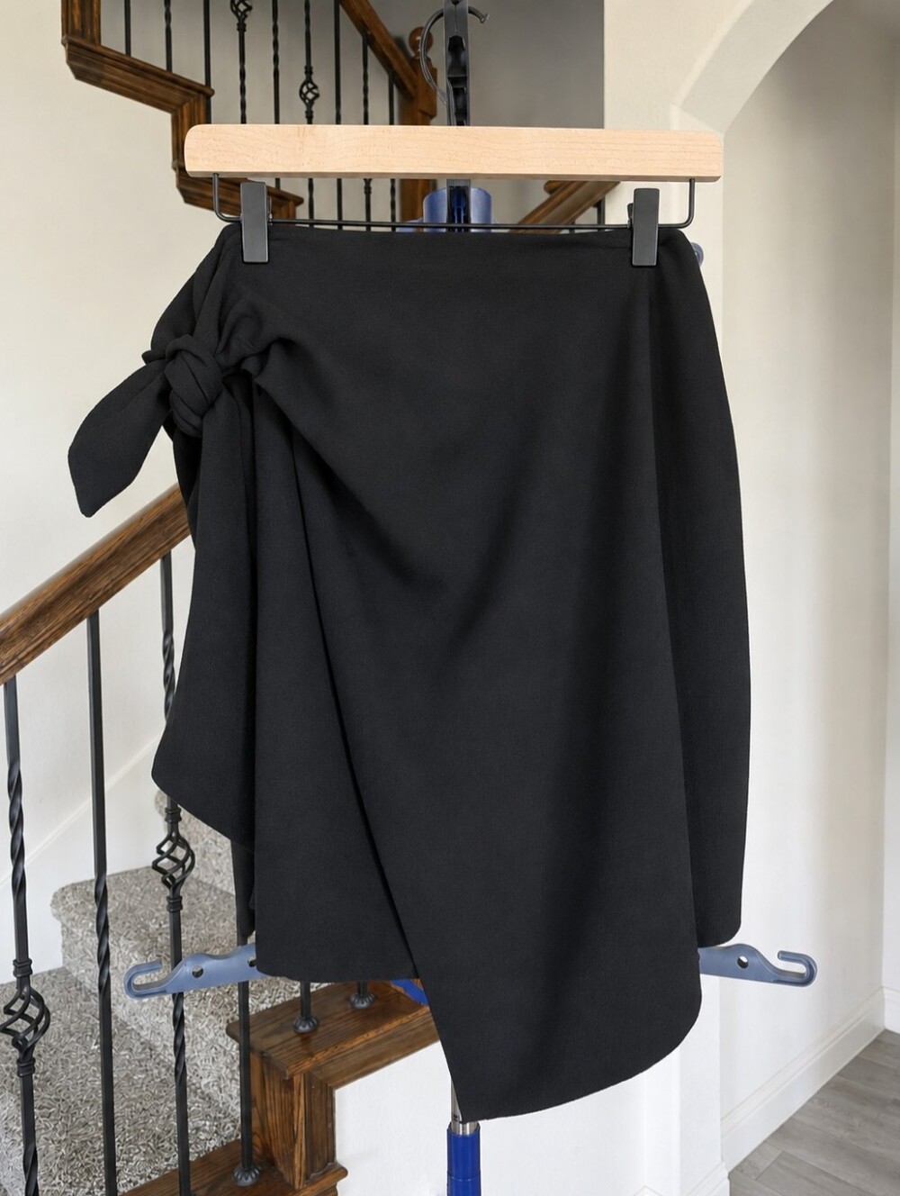 Who What Wear Black Asymmetrical Wrap Tie Skirt Size 16